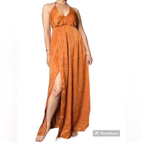 NWT! Simplee Aparrel Dress Orange Rust in Color - Picture 4 of 6